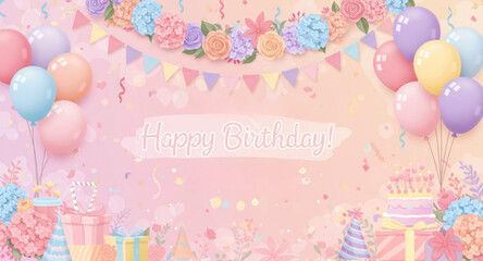 happy birthday card with balloons