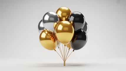 Cluster of Gold Silver and Black Balloons image icon.