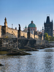 Prague Charles Bridge Over Vltava River: Scenic Travel Photography for Marketing, Web Design, and Digital Use. Ultra High Resolution