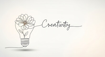 A light bulb with a flower inside, emitting a light, against a white background.