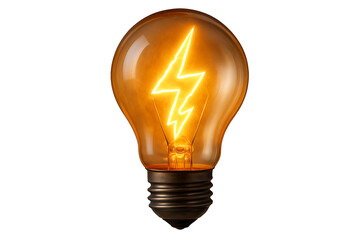 Light bulb with lightning filament isolated on transparent background