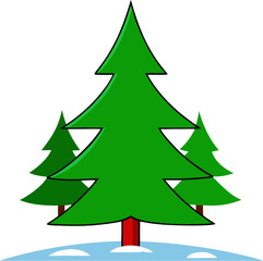 Stylized Vector Christmas Trees with Snow on White Background | Holiday Illustration Graphic