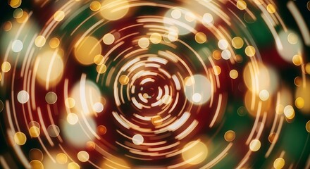 Abstract art swirling light trails with vibrant colors, blurred and bokeh effects creating dynamic circular motion. Suitable for Christmas Background etc