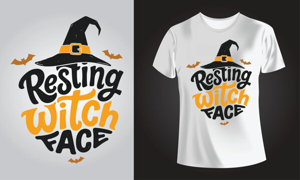Resting Witch Face Halloween, Spooky SVG Designs, T-shirt Typography, mug, cap and other print on demand Design, svg, Vector, EPS, JPG	