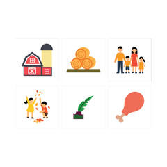 Thanksgiving vector icon set on white background