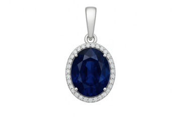 Sapphire pendant with diamonds isolated on a transparent background, luxury