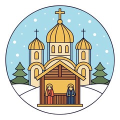 Orthodox Christmas, Nativity, Jesus, Christian holiday, Cross, Church, December, Orthodox religion, Celebration (8).eps