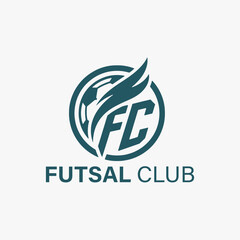 The flat design concept for the Logo Futsal Club or soccer club focuses on simplicity, elegance, and ease of recognition.
