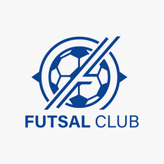 The flat design concept for the Logo Futsal Club or soccer club focuses on simplicity, elegance, and ease of recognition.