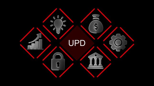 Business Icons U P D Concept Growth Security Finance Ideas Technology Bank Abstract Graphic video