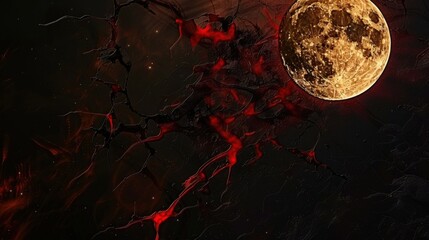 Lunar Astronomy Vistas: Full Moon Craters, Dark Night Skies, 3D Lunar Surface Orbits & Abstract Moonlight Backgrounds