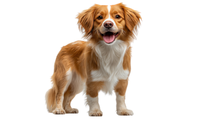 Happy canine Portrait: A joyful dog with soft fur and friendly eyes is posed against a plain backdrop, exuding happiness and cheerfulness.