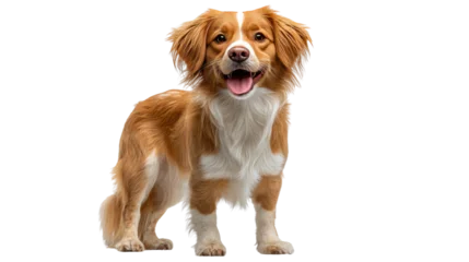 Fotobehang Dierenarts Happy canine Portrait: A joyful dog with soft fur and friendly eyes is posed against a plain backdrop, exuding happiness and cheerfulness.  © ประหยัด พลพวก