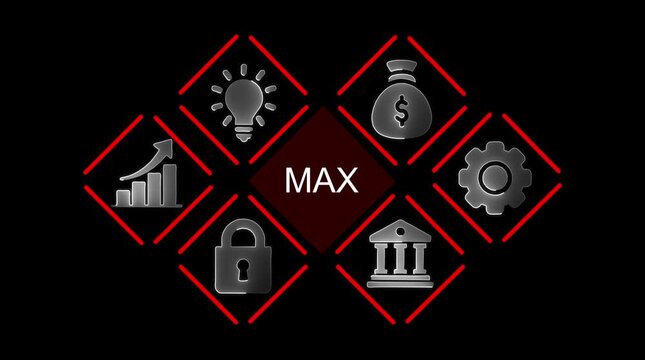 Business Success Icons Growth Money Security Innovation Strategy M A X Concept video
