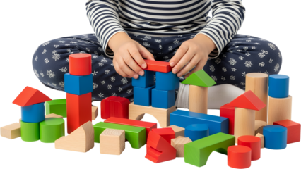 Child's hands stacking colorful wooden building blocks creating early childhood education structures toy creativity development play fun learning intelligence