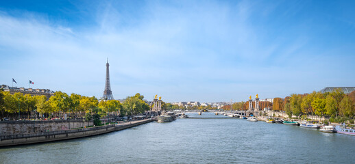 The Eiffel Tower and seine river in Paris, France. High quality photo