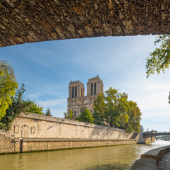 View of Notre dame de Paris and Seine river in Paris, France. High quality photo