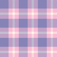 Pink creram and purple seamless plaid tartan pattern, colorful natural fabric swatch, textile, geometric background