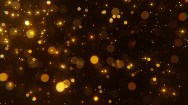 Star rain. Abstract motion background shining colorful particles. Shimmering Glittering Particles With Bokeh. New year and Christmas 2026, 2025 background. Noise. Seamless 4K loop video animation