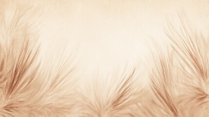 Fototapeta premium Symmetrical Arrangement of Delicate Feathery Textures on a Soft Gradient Beige Backdrop with Generous Copy Space - Ethereal and Serene Visuals