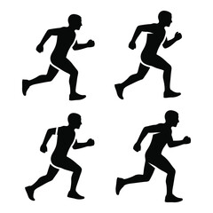 Dynamic running man silhouette collection capturing athletic motion and speed for sports and fitness designs silhouette