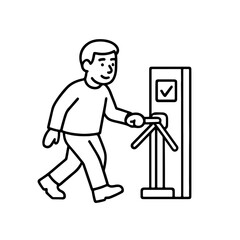 Vector line icon person passes through a turnstile on a white background
Vector line icon on a white background