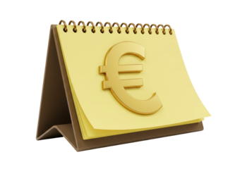 Isolated currency symbol calendar, Euro sign for economy, financial future, and savings