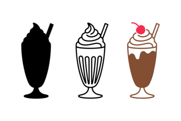Chocolate milkshake with cherry and straw on white background drink beverage