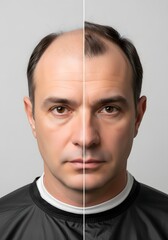 Before and after hair transformation for men highlighting hair loss solutions