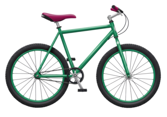 Isolated Green Bicycle Illustration with Pink Seat and Handlebars, Transport Concept