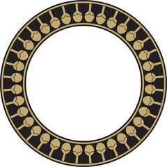 Vector gold with black round Egyptian ornament. Circle, frame, ring of ancient Egypt.Pattern of lotus flowers and sun