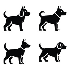 Four silhouette dog poses animal companion canine pet breed companion cute domestic animal training agility obedience companion animal graphic design asset silhouette