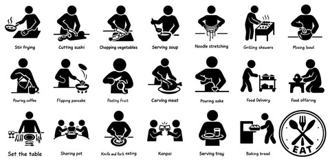 Obraz premium 食に関するピクトグラムセット、Food Related Pictogram Set