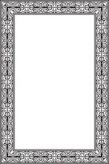 Vector square european black monochrome ornament. Rectangular pattern, circle, ring of the Middle Ages. Revival border. Decorations of palaces and churches.