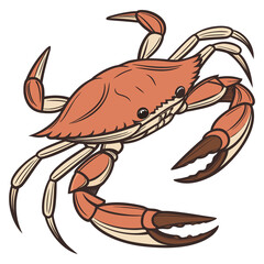Fototapeta premium Stylized illustration of a red crab with claws raised, vector art