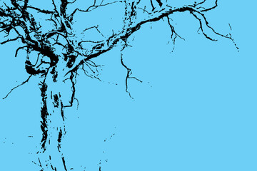 Obraz premium Black silhouette of dead tree branches against a solid, uniform background