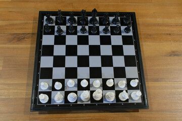 Close up photo of a chess board