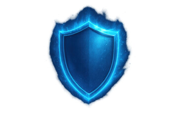 Blue glowing shield representing digital protection and security