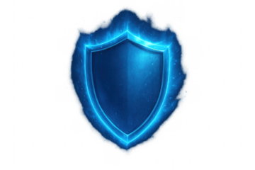 Blue glowing shield representing digital protection and security