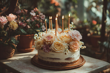 a cake with candles on top of it