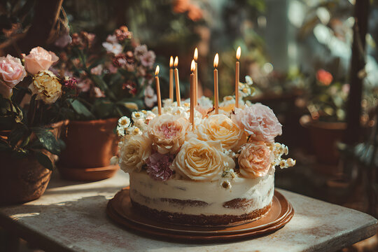a cake with candles on top of it