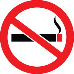 No Smoking Sign Vector Icon. Forbidden Cigarette Public Health Safety Symbol

