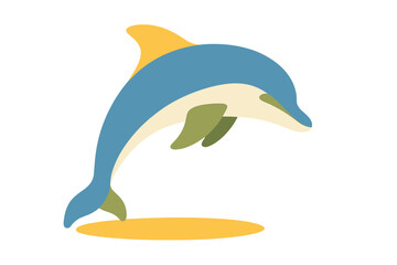 Abstract playful dolphin jumping with bright colors