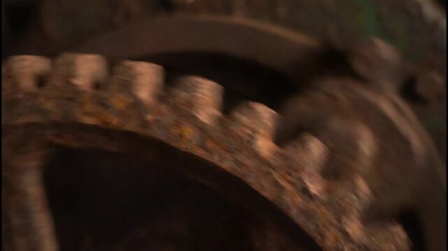 Aged Machinery Gears with Number 42, Close-up of Vintage Industrial Equipment, Rusting Mechanism