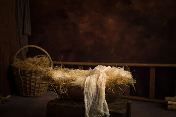 Empty Christmas Eve manger