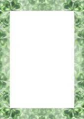 Clover trefoil frame. Hand-drawn watercolor illustration. For St. Patrick's Day. For greeting cards, banners and flyers, packaging, invitations, and more.