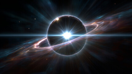 Obraz premium Stunning Black Hole Event Horizon in Deep Space With Luminous Accretion Disk