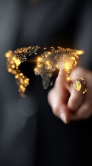 Golden world map in hand close up of person s hands cradling detailed golden global map symbolizing connection exploration