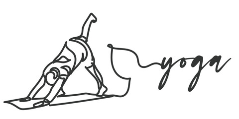 Hand drawn line art vector of a person doing Yoga. Yoga Icons.