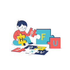 Boy's Educational Game Colorful Alphabet Puzzle Illustration for Learning and Fun